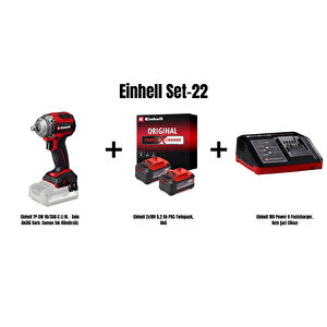 Set-22(einhell Tp-cw 18/350-c Li Bl - Solo Akülü Darb. Somun Sık-kömürsüz+einhell 2x18v 5,2 Ah Pxc-twinpack, Akü+einhell 18v Power X-fastcharger, Hızlı Şarj Cihazı)