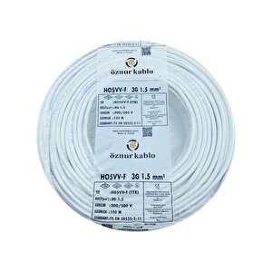 Öznur 20mt 3x1,5mm Ttr Bakir Elektri̇k Kablosu Beyaz