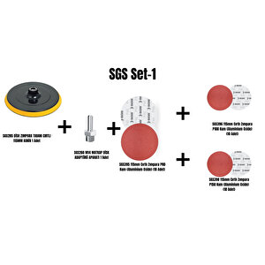 Sgs Set-1 (cırt Zımpara) (disk Zımpara Tabanı Cırtlı 115mm Konik+m14 Matkap Disk Adaptörü Aparatı+115mm P80+p100+p150 10 Ar Adet (toplam 30 Adet)