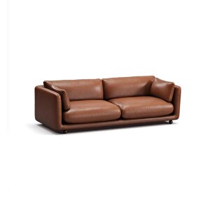 Flam Üçlü Koltuk Deri Konyak