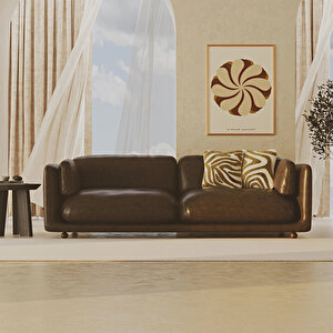 Flam Üçlü Koltuk Deri Roasted Coffee