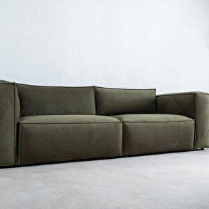 Cult Üçlü Koltuk Çizgili Kadife Yeşil