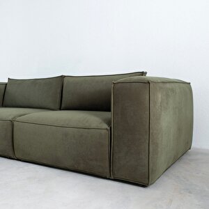 Cult Üçlü Koltuk Çizgili Kadife Yeşil