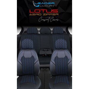 Ford Maverick Yarı Deri Oto Koltuk Kılıfı Ön Arka Set Lotus Siyah Mavi Sc