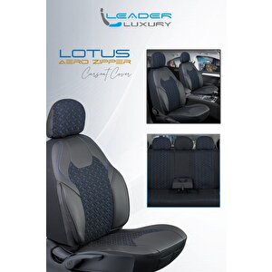 Mini One Yarı Deri Oto Koltuk Kılıfı Ön Arka Set Lotus Siyah Mavi Sc
