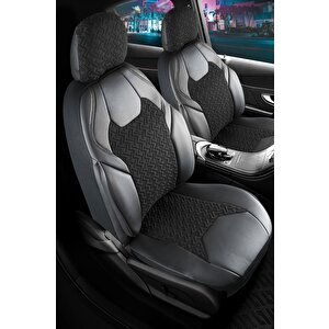 Opel Astra H Sedan Yarı Deri Oto Koltuk Kılıfı Ön Arka Set Lotus Siyah Sc