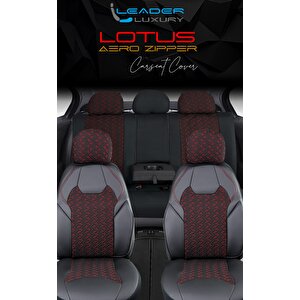 Peugeot 207 Station Wagon Yarı Deri Oto Koltuk Kılıfı Ön Arka Set Lotus Siyah Kırmızı Sc