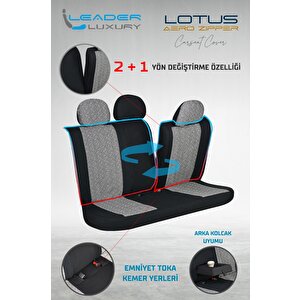 Fiat E-doblo Panorama Yarı Deri Oto Koltuk Kılıfı Ön Arka Set Lotus Füme Sc