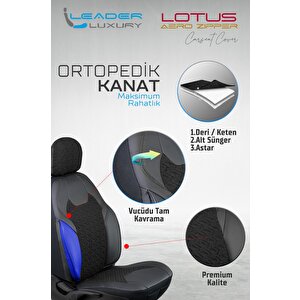 Chevrolet Lacetti Hatchback Yarı Deri Oto Koltuk Kılıfı Ön Arka Set Lotus Siyah Sc