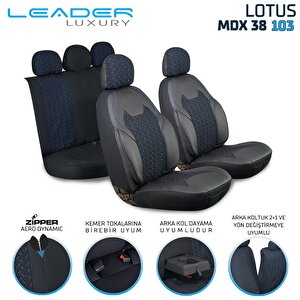 Fiat Croma  Yarı Deri Oto Koltuk Kılıfı Ön Arka Set Lotus Siyah Mavi Sc