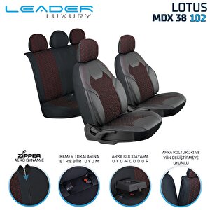 Lada Samara Yarı Deri Oto Koltuk Kılıfı Ön Arka Set Lotus Siyah Kırmızı Sc