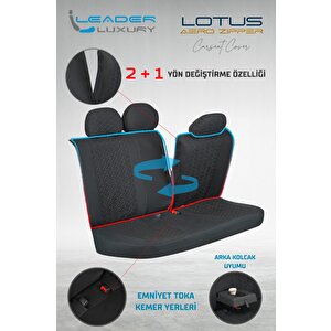Peugeot Boxer Yarı Deri Oto Koltuk Kılıfı Ön Arka Set Lotus Siyah Sc