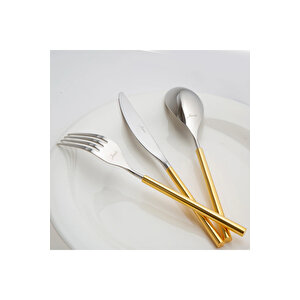 6000 Roller Altın 12 Kişilik 84 Parça Çatal Kaşık Bıçak Takımı