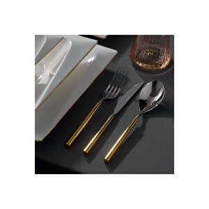 6000 Roller Altın 12 Kişilik 84 Parça Çatal Kaşık Bıçak Takımı