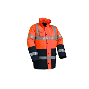 Turuncu-laci̇vert Xl Fosforlu Kapşonlu Mont- Parka