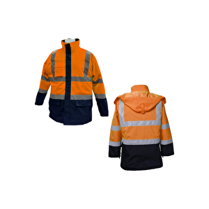 Vip Turuncu-laci̇vert 2xl Fosforlu Kapşonlu Mont- Parka