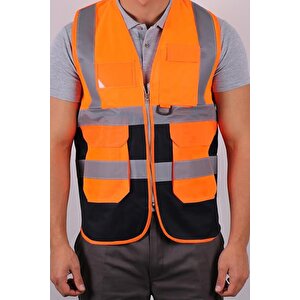 Mühendi̇s Ti̇pi̇ İkaz Yeleği̇ Turuncu  ( M)