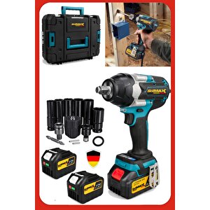 Kömürsüz Motor Bol Aksesuarlı Çift Akülü Somun Sökme Sıkma Makinesi Vidalama Matkap Seti + 40parça