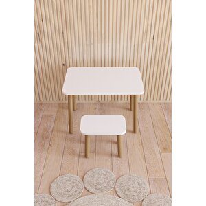 Yaz-sil Yüzey Çocuk Masası - Aktivite Masası - Çocuk Çalışma Masası Takımı 1 Adet Tabureli