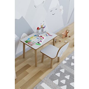 Yaz-sil Yüzey Çocuk Masası - Aktivite Masası - Çocuk Çalışma Masası Takımı 1 Adet Sandalyeli