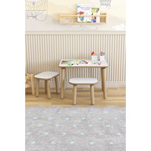 Yaz-sil Yüzey Çocuk Masası-aktivite Masası-çocuk Çalışma Masası Takımı 2 Adet Tabureli