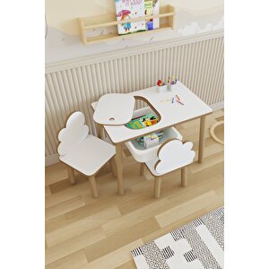 Montessori Çocuk Masası-oyun Masası-aktivite Masası-etkinlik Masası Takımı 2 Bulut Sandalye