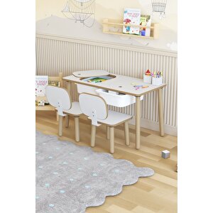 Montessori Çocuk Masası-oyun Masası-aktivite Masası-çalışma Masası-etkinlik Masası 2 Sandalye