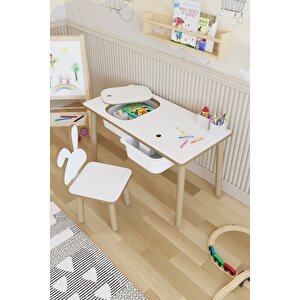 Montessori Çocuk Masası-oyun Masası-aktivite Masası-etkinlik Masası Takımı 1 Tavşan Sandalye