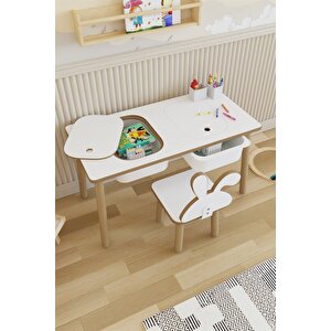 Montessori Çocuk Masası-oyun Masası-aktivite Masası-etkinlik Masası Takımı 1 Tavşan Sandalye