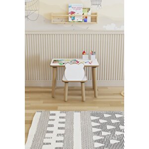 Yaz-sil Yüzey Çocuk Masası - Aktivite Masası - Çocuk Çalışma Masası Takımı 1 Adet Sandalyeli