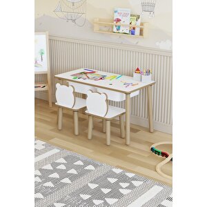 Montessori Çocuk Masası-oyun Masası-aktivite Masası-etkinlik Masası Takımı 2 Panda Sandalye