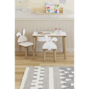 Montessori Çocuk Masası-oyun Masası-aktivite Masası-etkinlik Masası Takımı 2 Tavşan Sandalye