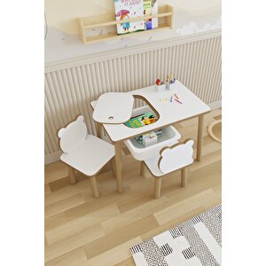 Montessori Çocuk Masası-oyun Masası-aktivite Masası-etkinlik Masası Takımı 2 Panda Sandalye