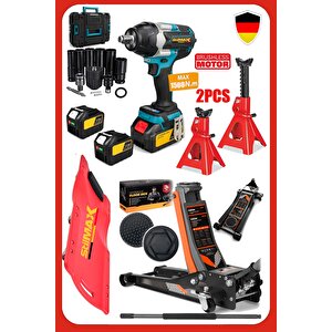 Muhteşem Atölye Profesyonel Garaj Seti – Çift Akülü Bijon Sökme, Kriko Standı Çift Sehpa & Kızak