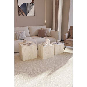 Küp Zi̇gon Sehpa Traverten Desenli̇