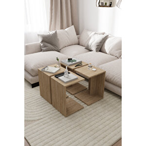 Mila 4'lü Orta Sehpa Takımı Travarten Ve Safir Desenli İskandinav, Bohem Fonksi̇yonel Kullanim