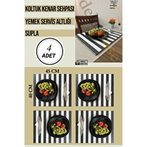 Antrasit-Beyaz (4 Adet) Çok Amaçlı Koltuk Kenar Sehpası, Supla, Yemek Servis Altlığı