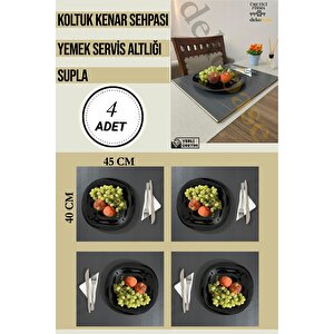 Antrasit (4 Adet) Çok Amaçlı Koltuk Kenar Sehpası, Supla, Yemek Servis Altlığı