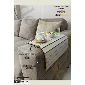 Açık Gri Renk Çok Amaçlı Koltuk Kenar Sehpası, Supla, Yemek Servis Altlığı