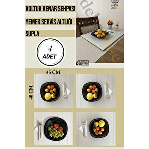 Açık Gri (4 Adet) Çok Amaçlı Koltuk Kenar Sehpası, Supla, Yemek Servis Altlığı