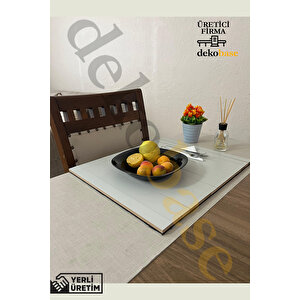 Açık Gri (4 Adet) Çok Amaçlı Koltuk Kenar Sehpası, Supla, Yemek Servis Altlığı