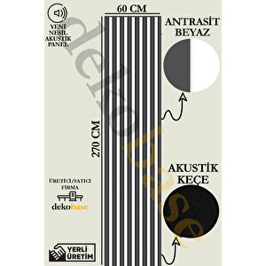 Antrasit-Beyaz 60x270 Cm Yeni Nesil Akustik Ahşap Duvar Paneli
