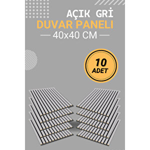 Açık Gri (10 Adet) 40x40 Cm Yeni Nesil Akustik Ahşap Duvar Paneli