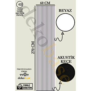 Beyaz 60x270 Cm Yeni Nesil Akustik Ahşap Duvar Paneli