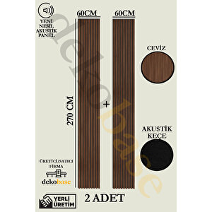Ceviz (2 Adet) 60x270 Cm Yeni Nesil Akustik Ahşap Duvar Paneli