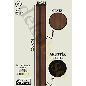 Ceviz 40x270 Cm Yeni Nesil Akustik Ahşap Duvar Paneli