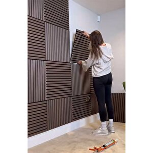 Ceviz (10 Adet) 40x40 Cm Yeni Nesil Akustik Ahşap Duvar Paneli