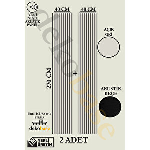 Açık Gri (2 Adet) 40x270 Cm Yeni Nesil Akustik Ahşap Duvar Paneli