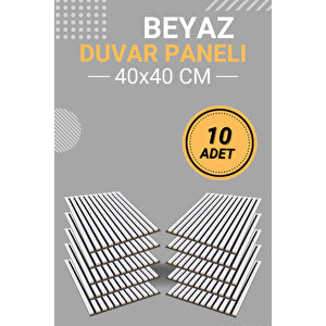 Beyaz (10 Adet) 40x40 Cm Yeni Nesil Akustik Ahşap Duvar Paneli