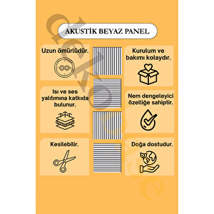 Beyaz (10 Adet) 40x40 Cm Yeni Nesil Akustik Ahşap Duvar Paneli